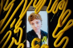 Portrait depicting Carlyn on iPhone