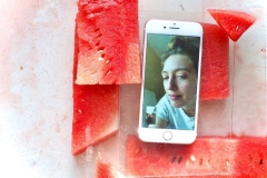 Portrait depicting Marta on iPhone