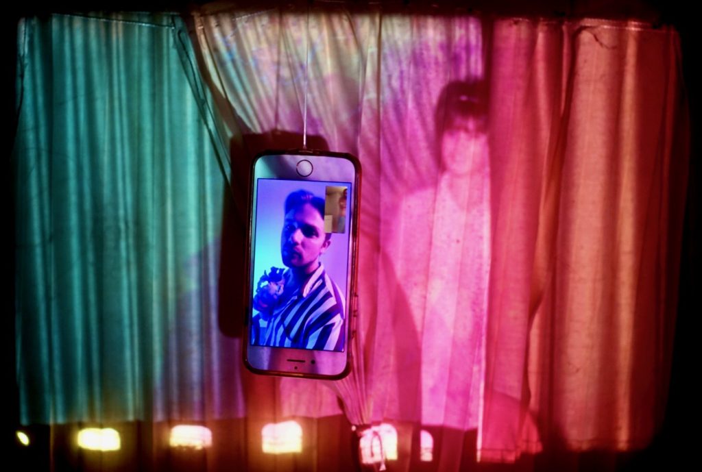 Portrait depicting Samuel on iPhone 