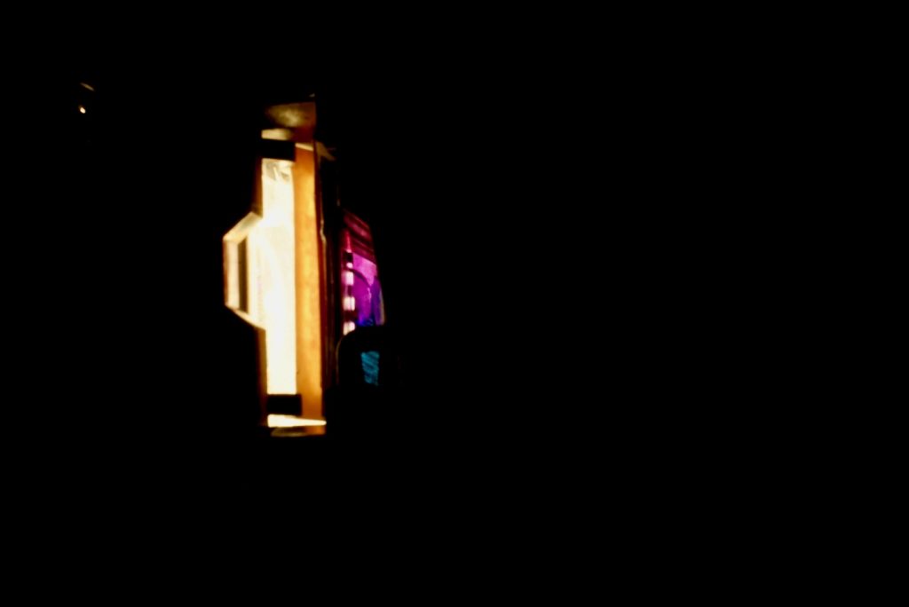View of slide projector in the dark