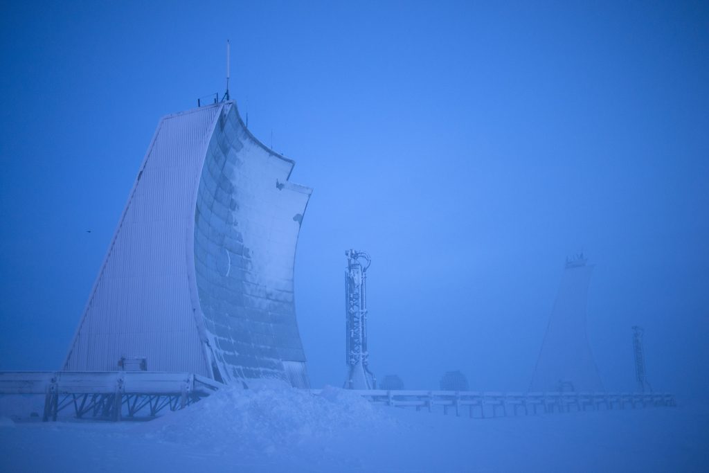 Radar tower and building in Arctic